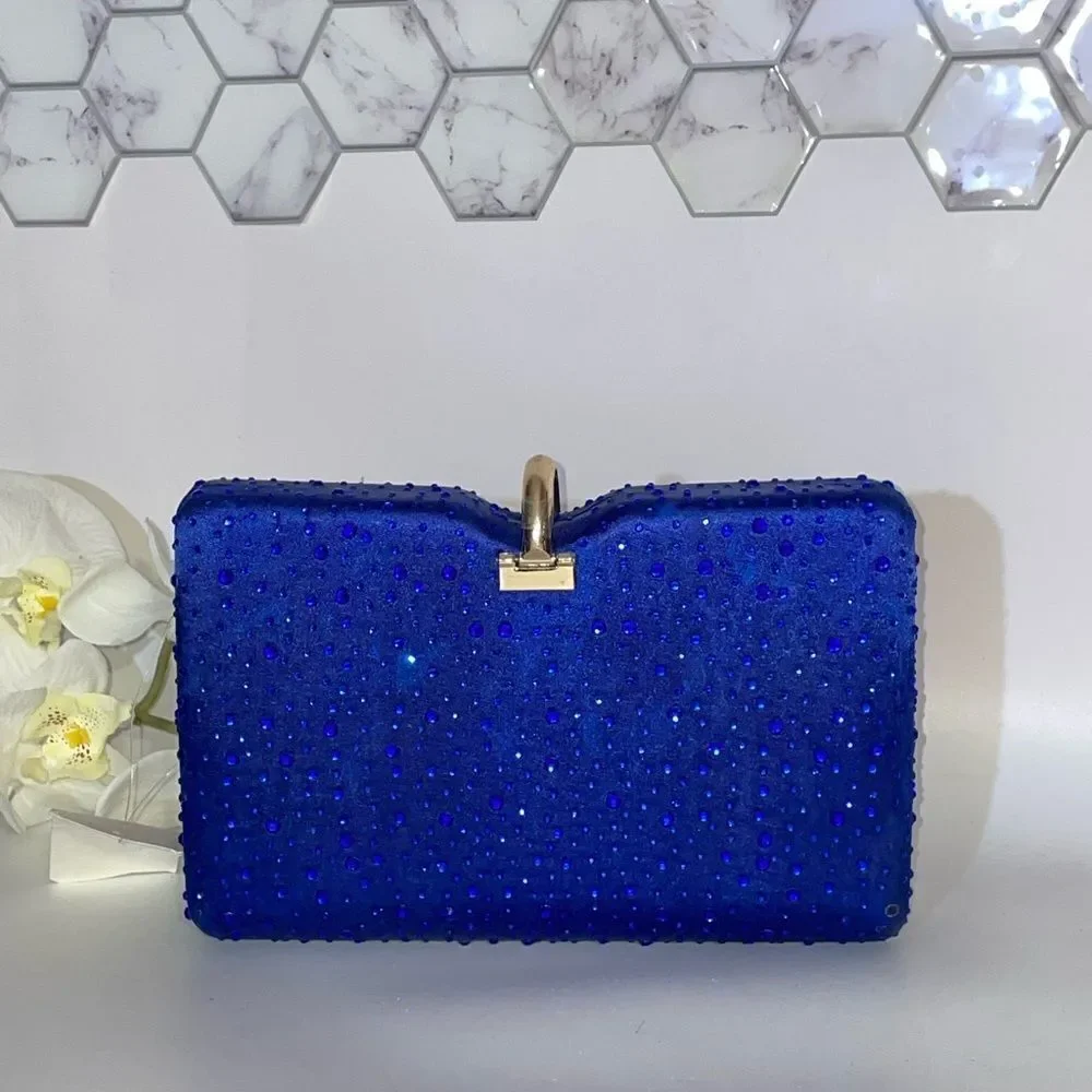 Elegant Blue Rhinestone Clutch Bag